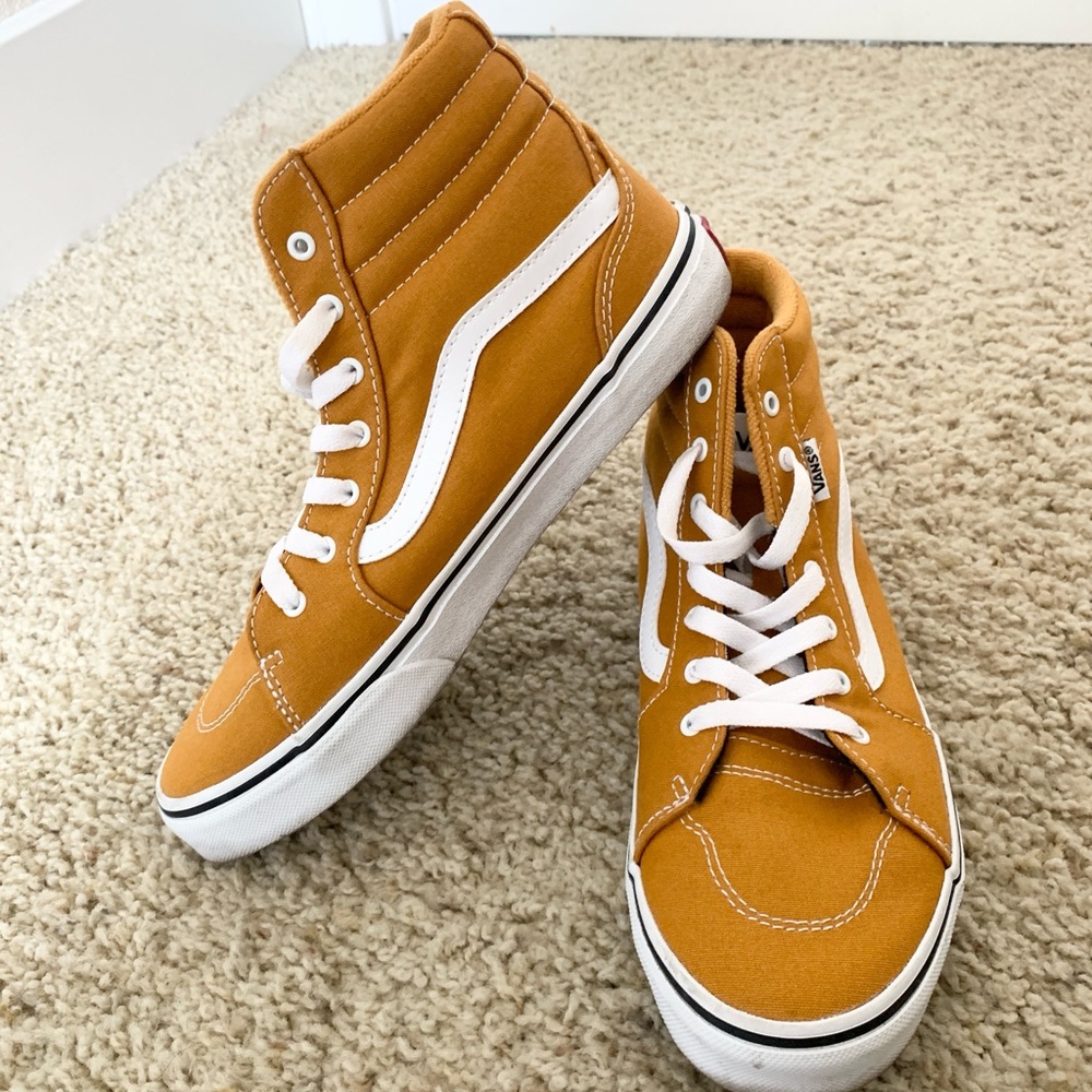 Vans Mustard Yellow High-Top Sneakers with White Logo